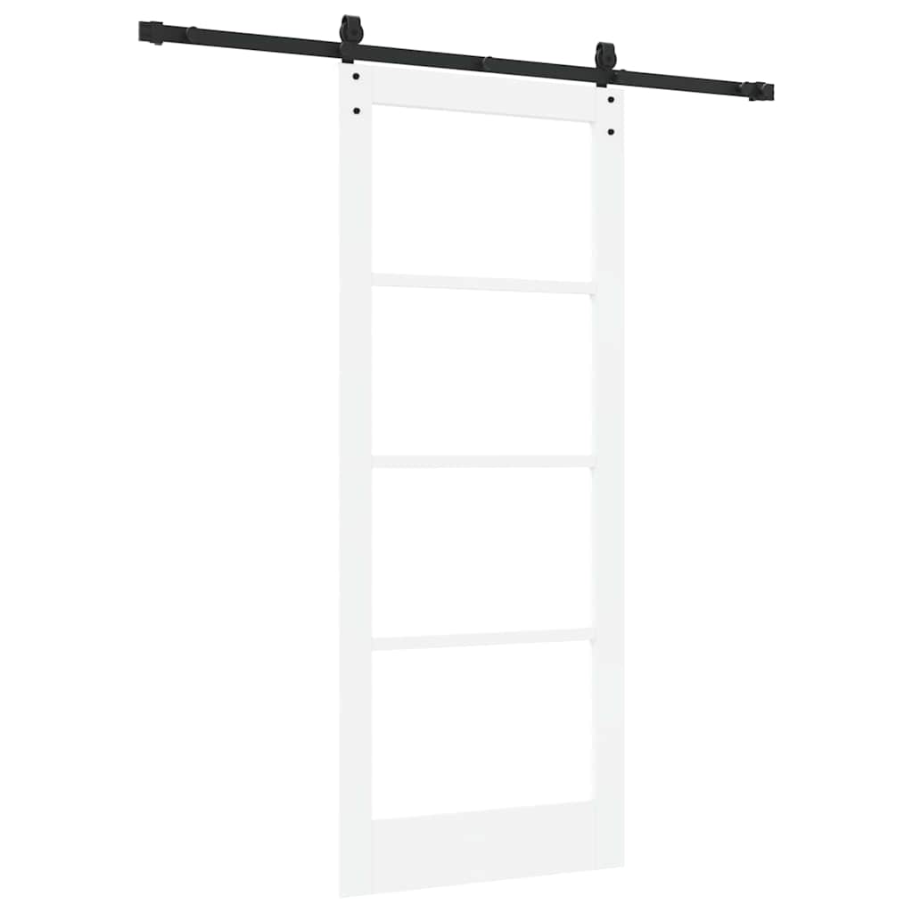 vidaXL Sliding Door 83 x 202 cm Solid Pine Wood and Glass White 6