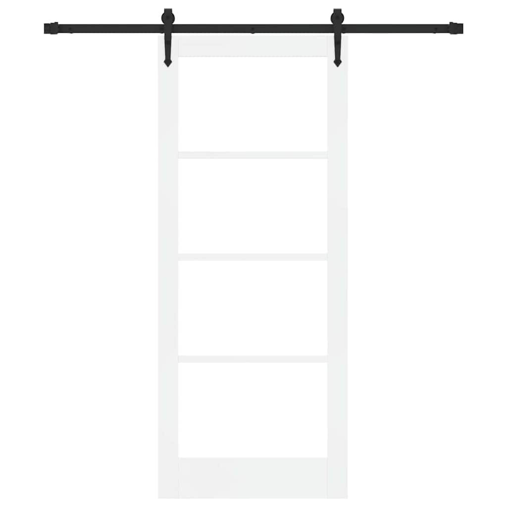 vidaXL Sliding Door 83 x 202 cm Solid Pine Wood and Glass White 4
