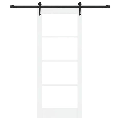 vidaXL Sliding Door 83 x 202 cm Solid Pine Wood and Glass White 4