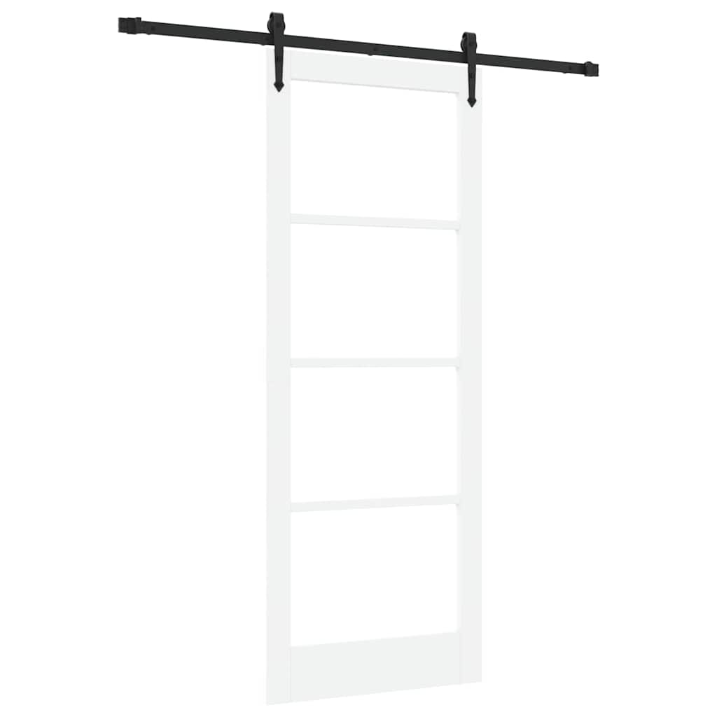 Sliding Door Solid Pine Wood and Glass White 183 cm White and black 83 cm 211 cm