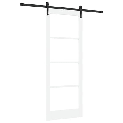 Sliding Door Solid Pine Wood and Glass White 183 cm White and black 83 cm 211 cm