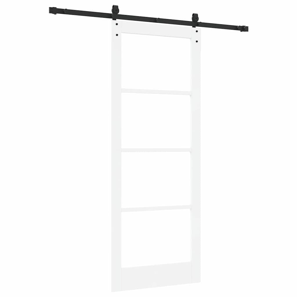 vidaXL Sliding Door 83 x 211 cm Solid Pine Wood and Glass White 6