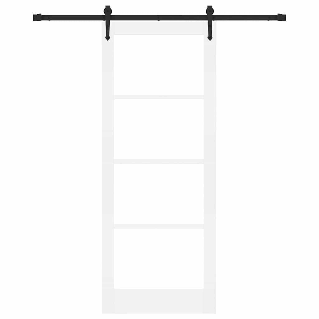 vidaXL Sliding Door 83 x 211 cm Solid Pine Wood and Glass White 4