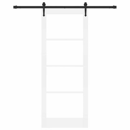 vidaXL Sliding Door 83 x 211 cm Solid Pine Wood and Glass White 4