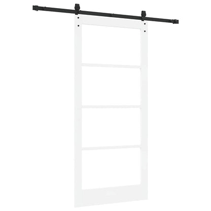 vidaXL Sliding Door 93 x 202 cm Solid Pine Wood and Glass White 6