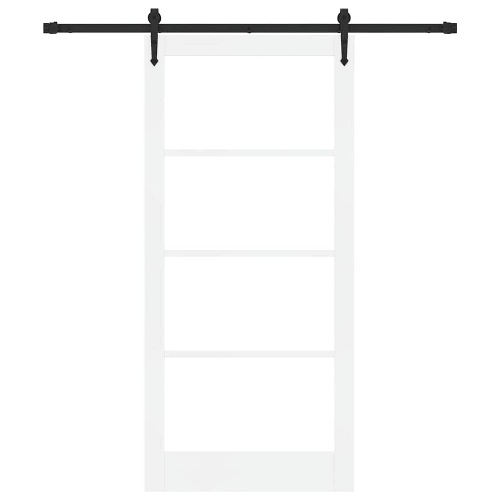 vidaXL Sliding Door 93 x 202 cm Solid Pine Wood and Glass White 4