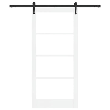 vidaXL Sliding Door 93 x 202 cm Solid Pine Wood and Glass White 4