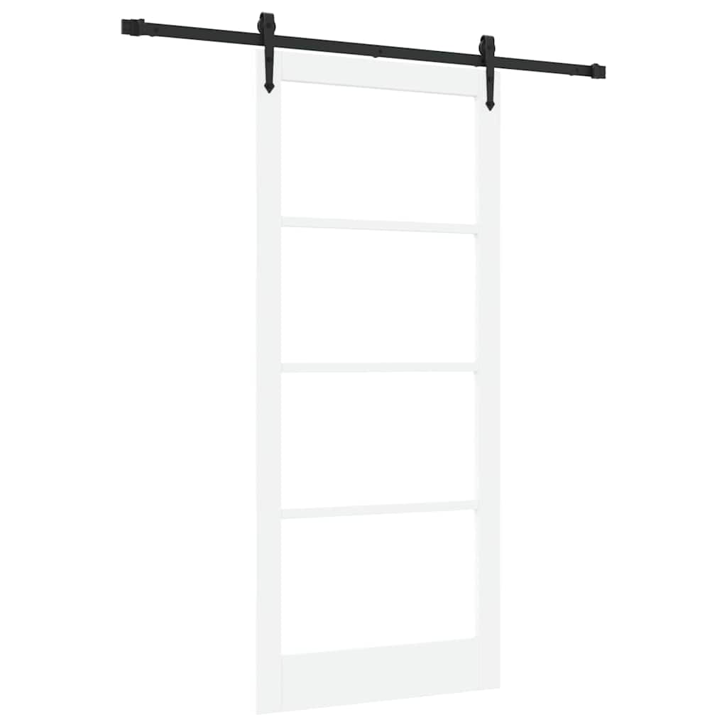 Sliding Door Solid Pine Wood and Glass White 183 cm White and black 93 cm 211 cm