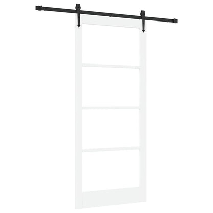 Sliding Door Solid Pine Wood and Glass White 183 cm White and black 93 cm 211 cm