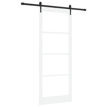 vidaXL Sliding Door 93 x 232 cm Solid Pine Wood and Glass White 2