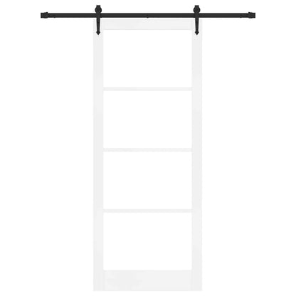 vidaXL Sliding Door 93 x 232 cm Solid Pine Wood and Glass White 4