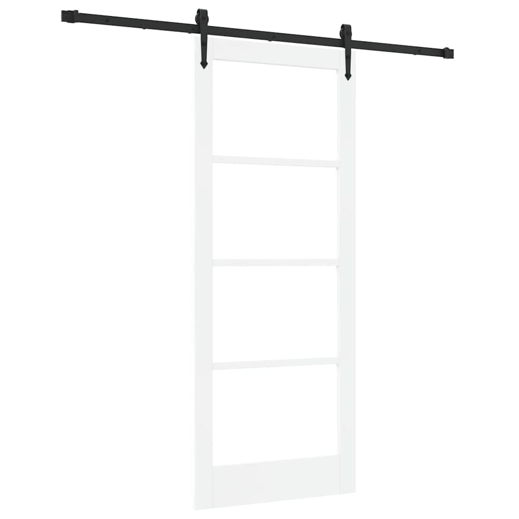 vidaXL Sliding Door 83 x 202 cm Solid Pine Wood and Glass 2