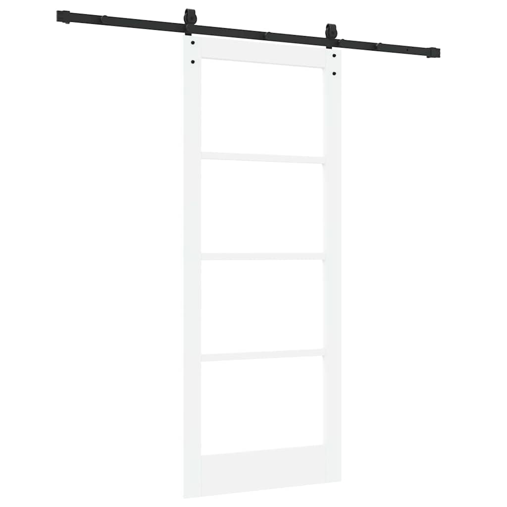 vidaXL Sliding Door 83 x 202 cm Solid Pine Wood and Glass 6