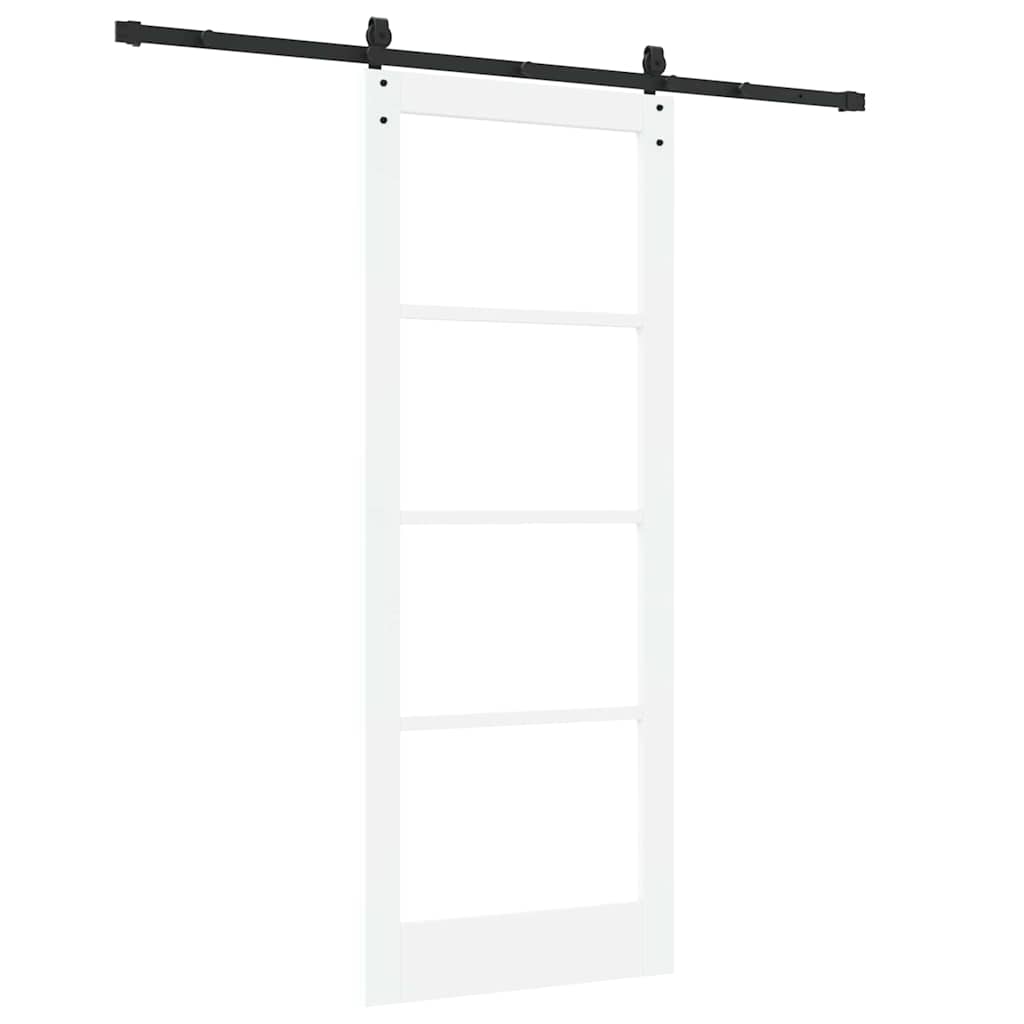 vidaXL Sliding Door 83 x 211 cm Solid Pine Wood and Glass 6