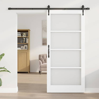 vidaXL Sliding Door 93 x 202 cm Solid Pine Wood and Glass 3