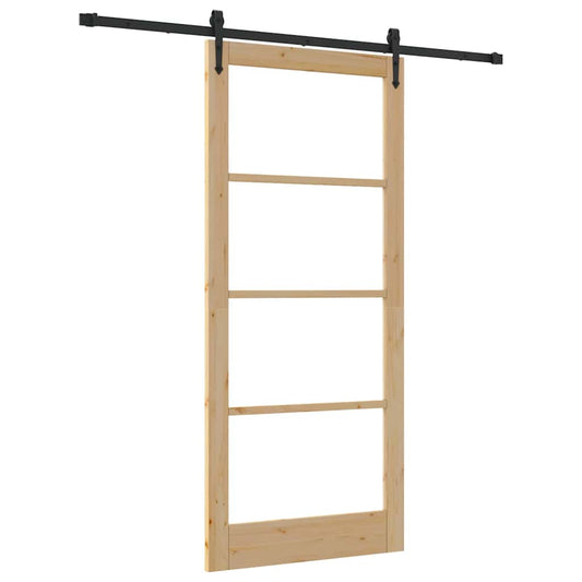 vidaXL Sliding Door 93 x 211 cm Solid Pine Wood and Glass 2