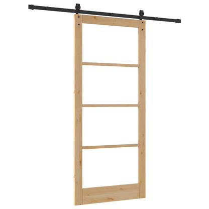 vidaXL Sliding Door 93 x 211 cm Solid Pine Wood and Glass 6