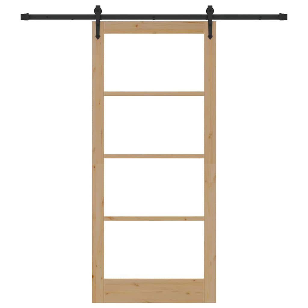 vidaXL Sliding Door 93 x 211 cm Solid Pine Wood and Glass 4