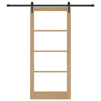 vidaXL Sliding Door 93 x 211 cm Solid Pine Wood and Glass 4