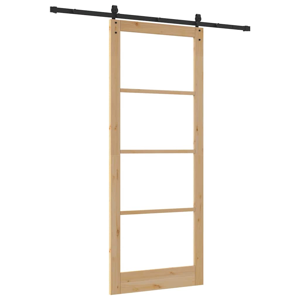 vidaXL Sliding Door 93 x 232 cm Solid Pine Wood and Glass 6