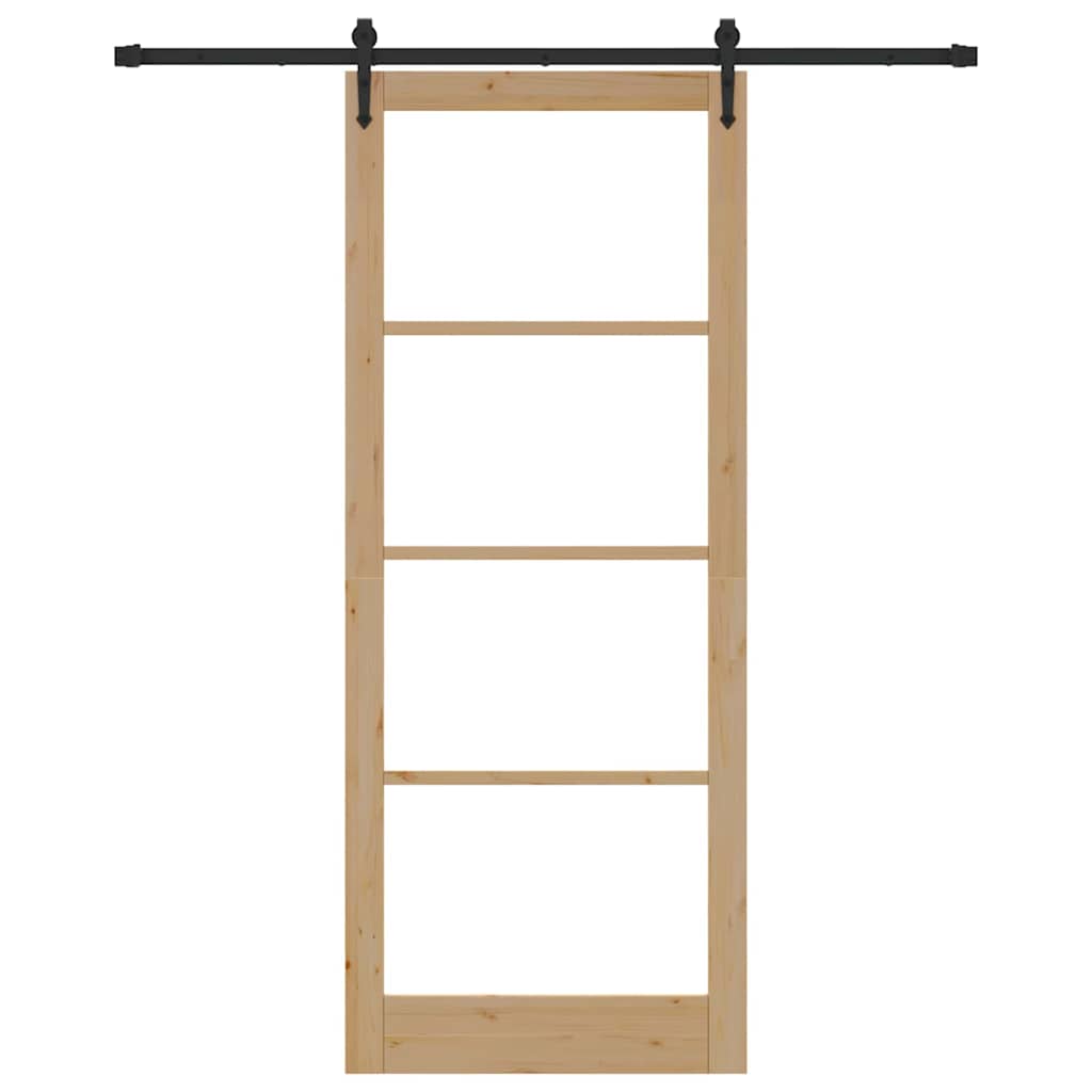 vidaXL Sliding Door 93 x 232 cm Solid Pine Wood and Glass 4