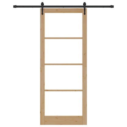 vidaXL Sliding Door 93 x 232 cm Solid Pine Wood and Glass 4
