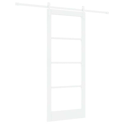 vidaXL Sliding Door 83 x 202 cm Solid Pine Wood and Glass White 2