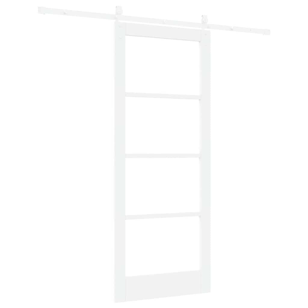 vidaXL Sliding Door 83 x 202 cm Solid Pine Wood and Glass White 6
