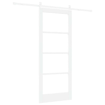 vidaXL Sliding Door 83 x 202 cm Solid Pine Wood and Glass White 6