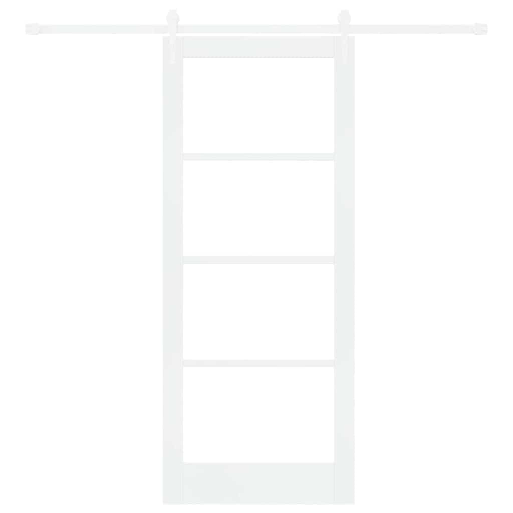 vidaXL Sliding Door 83 x 202 cm Solid Pine Wood and Glass White 4