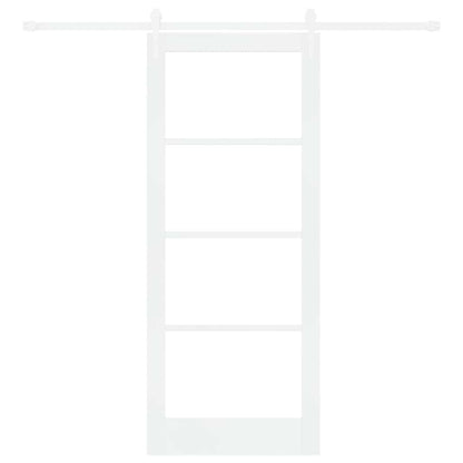 vidaXL Sliding Door 83 x 202 cm Solid Pine Wood and Glass White 4