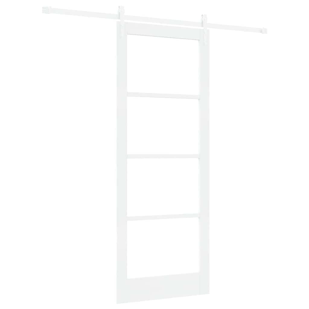 vidaXL Sliding Door 83 x 211 cm Solid Pine Wood and Glass White 2