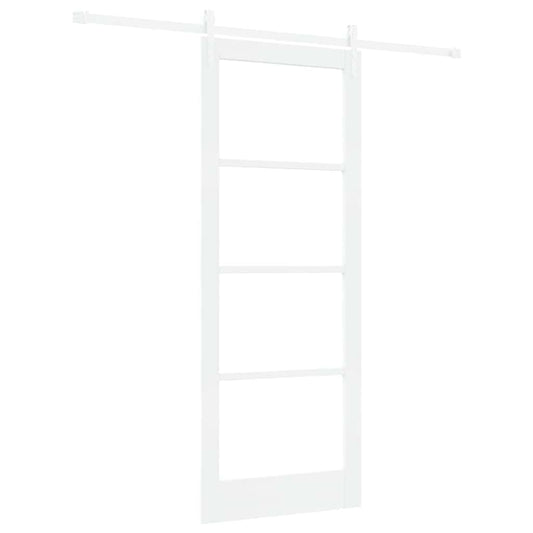 vidaXL Sliding Door 83 x 211 cm Solid Pine Wood and Glass White 2