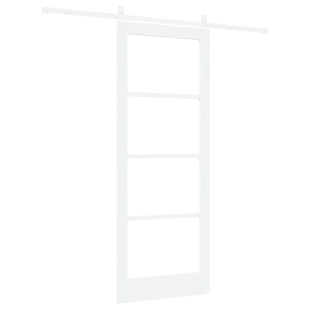 vidaXL Sliding Door 83 x 211 cm Solid Pine Wood and Glass White 6