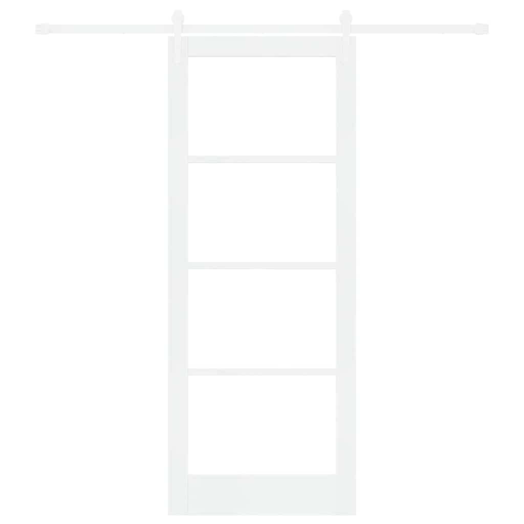 vidaXL Sliding Door 83 x 211 cm Solid Pine Wood and Glass White 4
