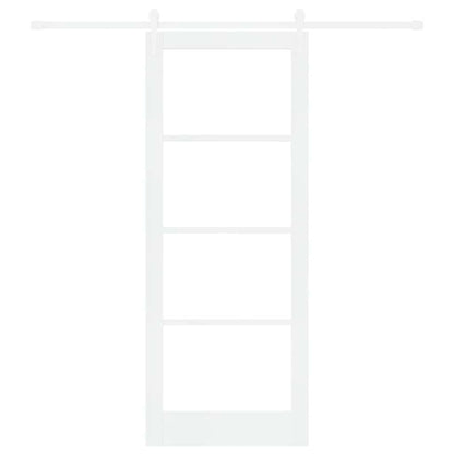 vidaXL Sliding Door 83 x 211 cm Solid Pine Wood and Glass White 4