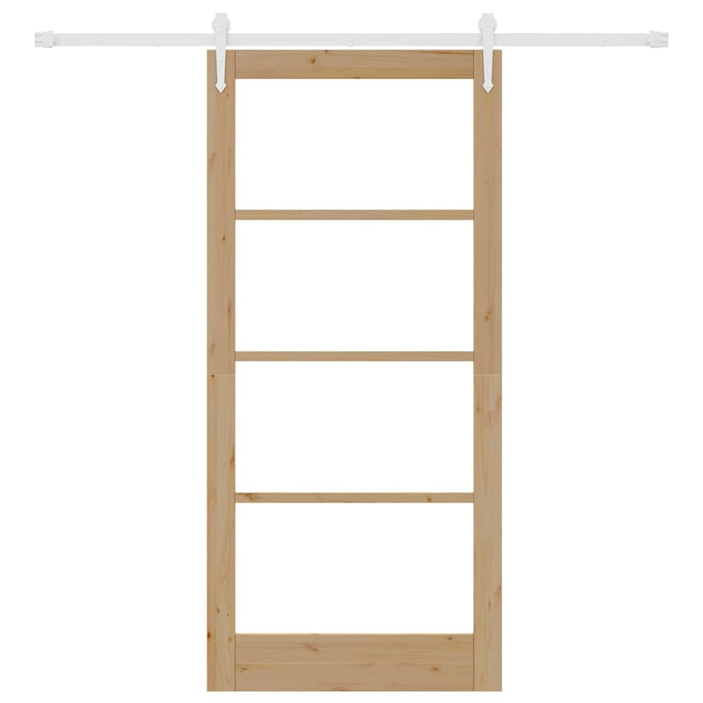 vidaXL Sliding Door 93 x 202 cm Solid Pine Wood and Glass Natural 4