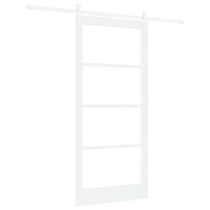 vidaXL Sliding Door 93 x 202 cm Solid Pine Wood and Glass White 2