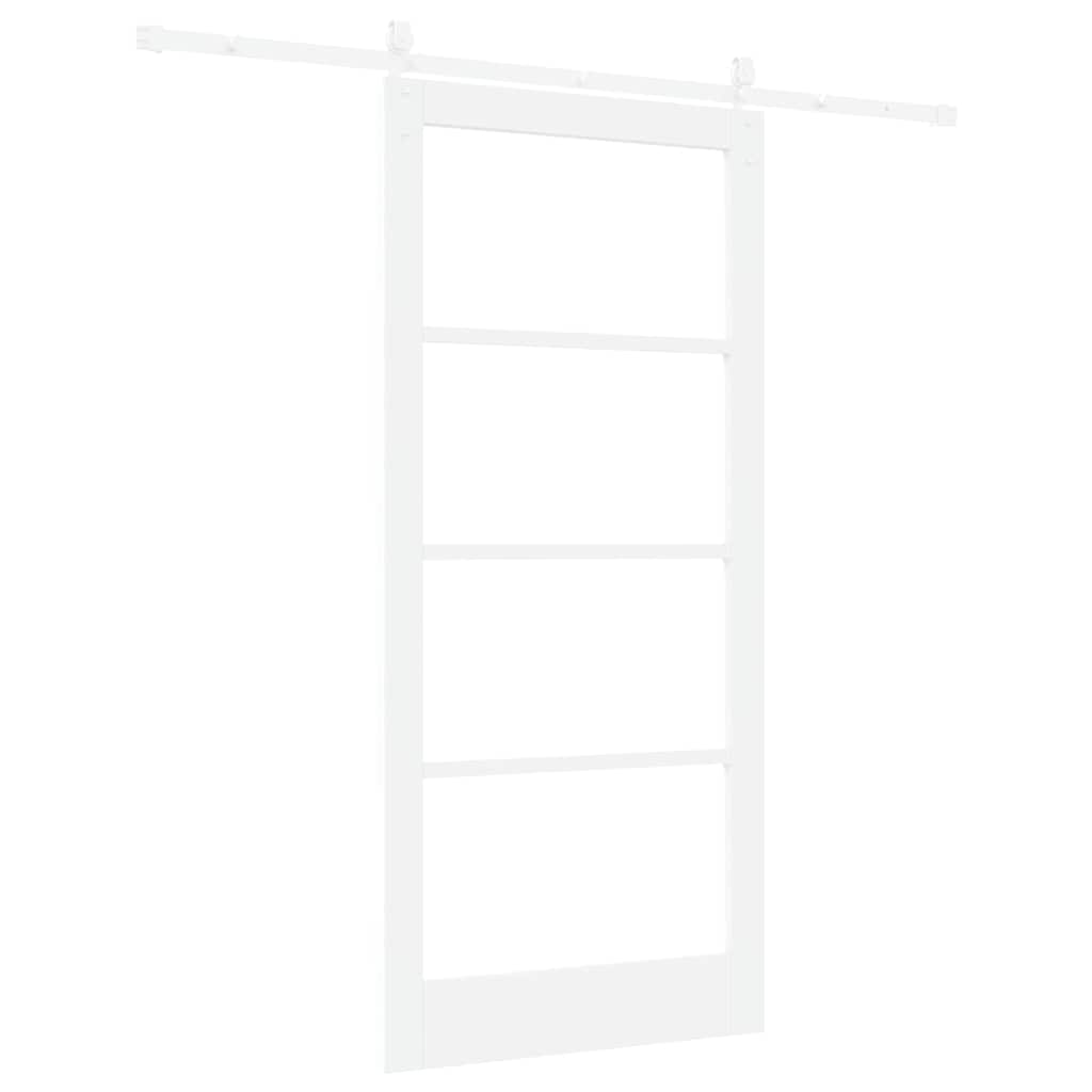 vidaXL Sliding Door 93 x 202 cm Solid Pine Wood and Glass White 6