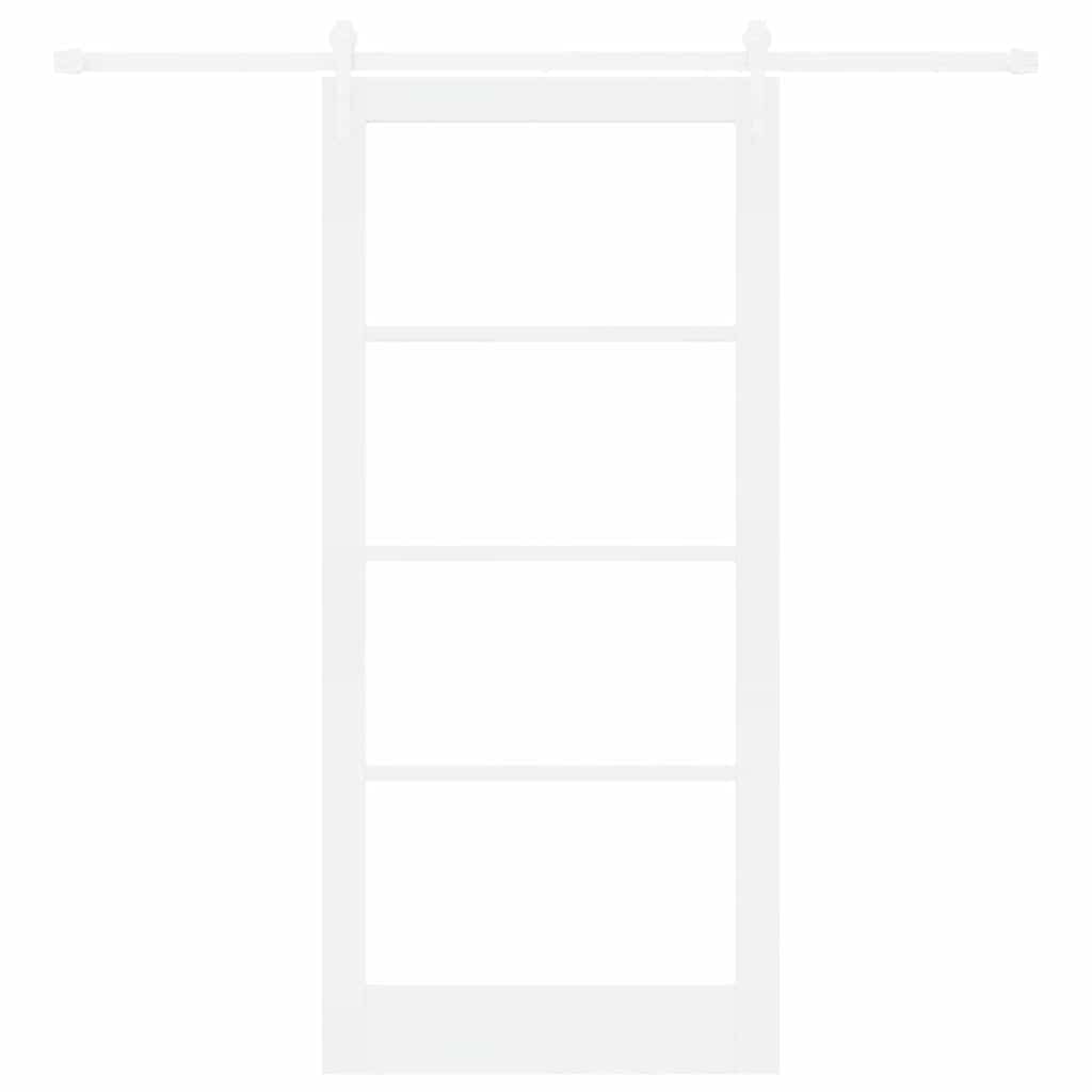 vidaXL Sliding Door 93 x 202 cm Solid Pine Wood and Glass White 4