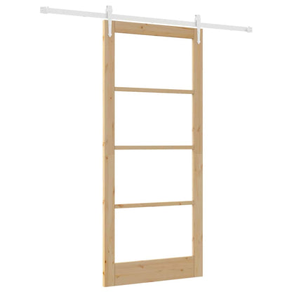 vidaXL Sliding Door 93 x 211 cm Solid Pine Wood and Glass Natural 2