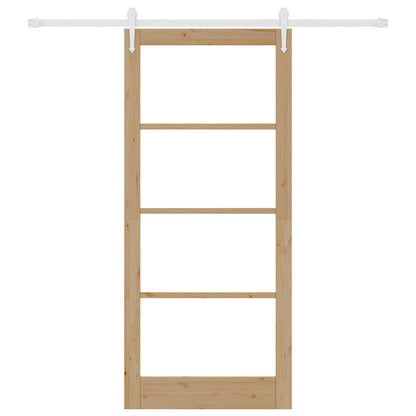 vidaXL Sliding Door 93 x 211 cm Solid Pine Wood and Glass Natural 4