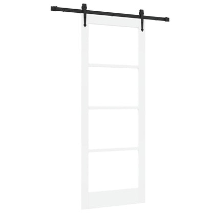 Sliding Door ORKDAL Solid Pine Wood and Glass White White and black 83 cm 211 cm 152.5 cm