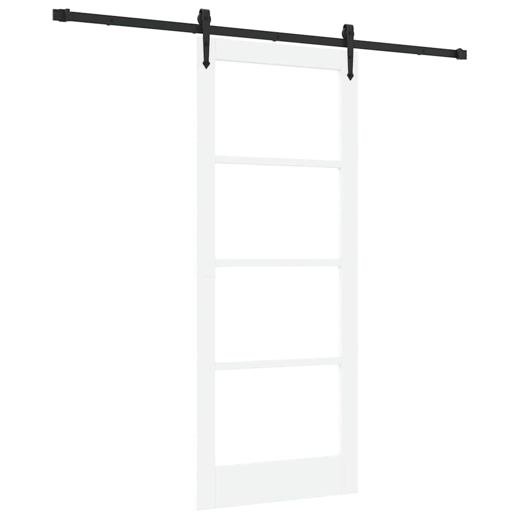 vidaXL Sliding Door ORKDAL 83 x 202 cm Solid Pine Wood and Glass White 2