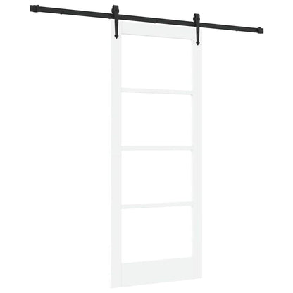 vidaXL Sliding Door ORKDAL 83 x 202 cm Solid Pine Wood and Glass White 2