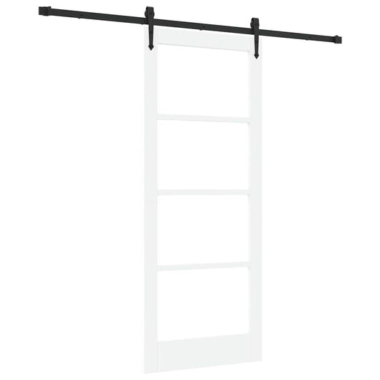 vidaXL Sliding Door ORKDAL 83 x 202 cm Solid Pine Wood and Glass White 2