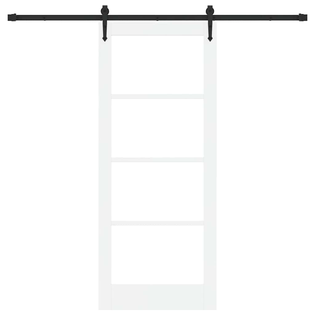 vidaXL Sliding Door ORKDAL 83 x 202 cm Solid Pine Wood and Glass White 4