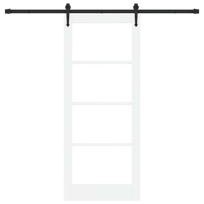 vidaXL Sliding Door ORKDAL 83 x 202 cm Solid Pine Wood and Glass White 4