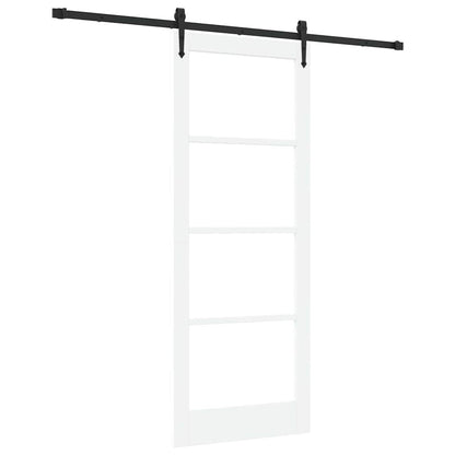 Sliding Door ORKDAL Solid Pine Wood and Glass White White and black 83 cm 211 cm 213.5 cm