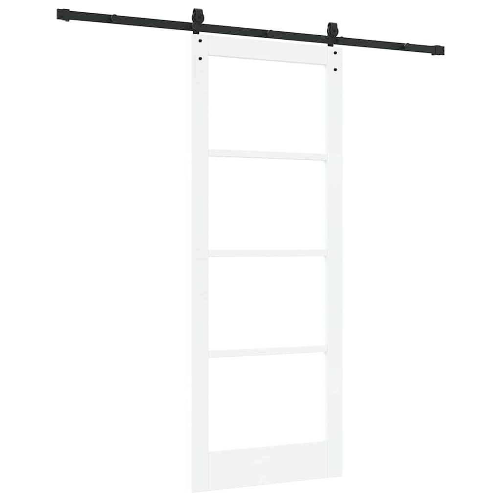vidaXL Sliding Door ORKDAL 83 x 211 cm Solid Pine Wood and Glass White 6